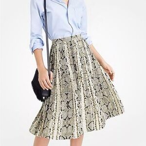 NEW J Crew 2 Pleated Midi Skirt in Snakeskin Print ~ Classic Career Capsule